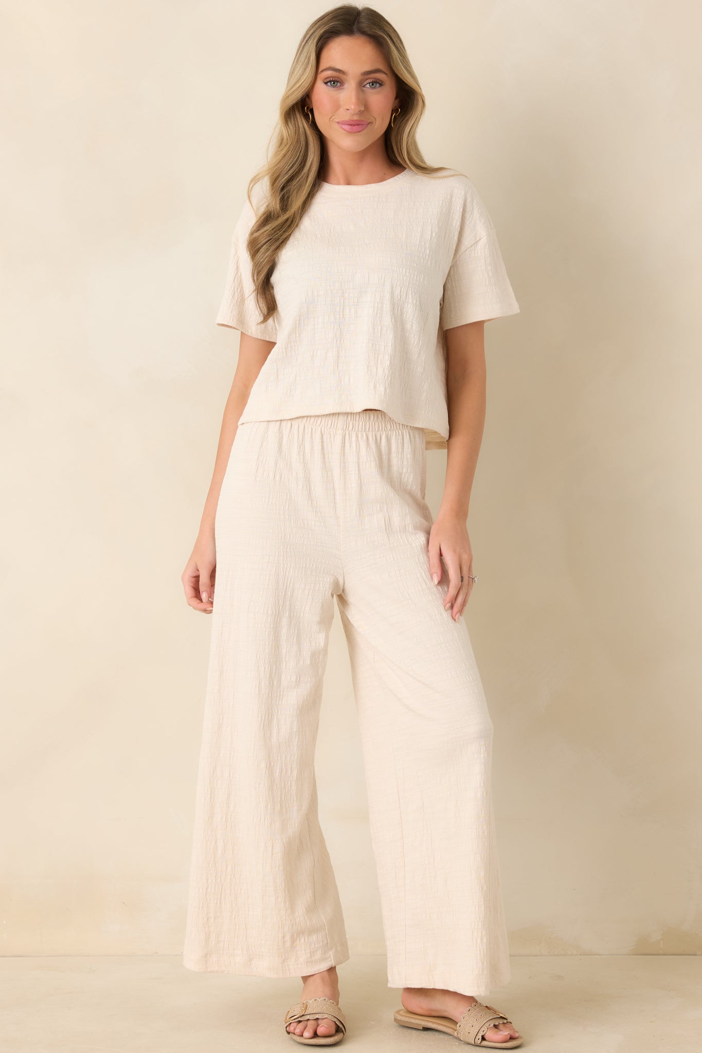 Z Supply Ivory Sway Textured Cropped Tee